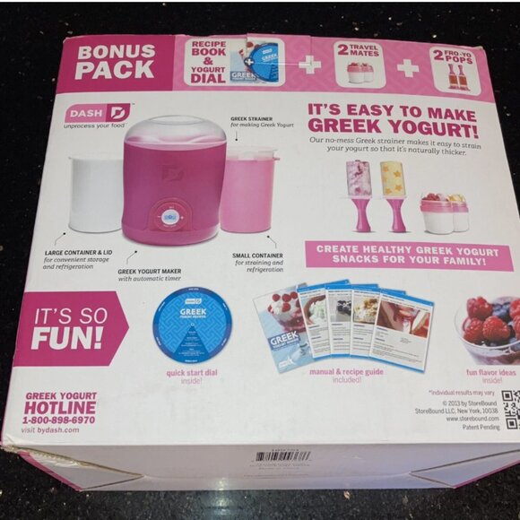 Dash Greek Yogurt Maker Bonus Pack Pink DGY001 - Picture 3 of 5